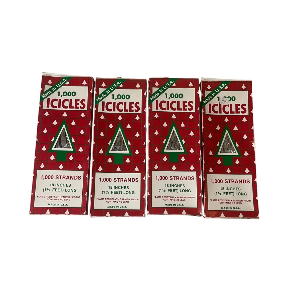 Vintage Christmas Tree Icicles Set (4) Tinsel Rauch USA Shiny Nostalgic